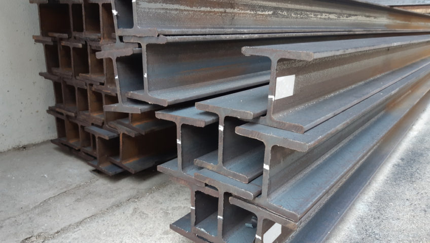 Steel,Beam,Lay,On,Concrete,Floor,In,Stack